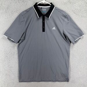 Adidas Shirt Adult Medium Grey Climacool‎ Logo Polo Golf Rugby Activewear Mens